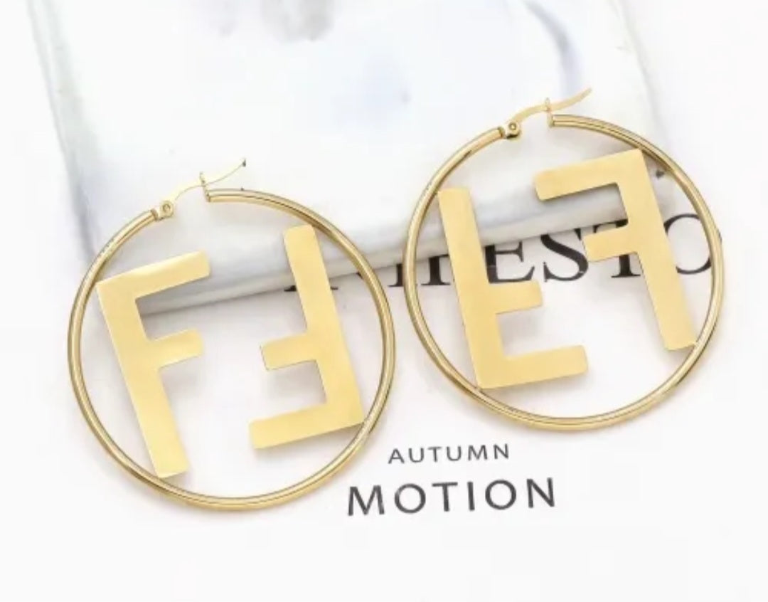 Fendi Designer inspired Hoop Earrings