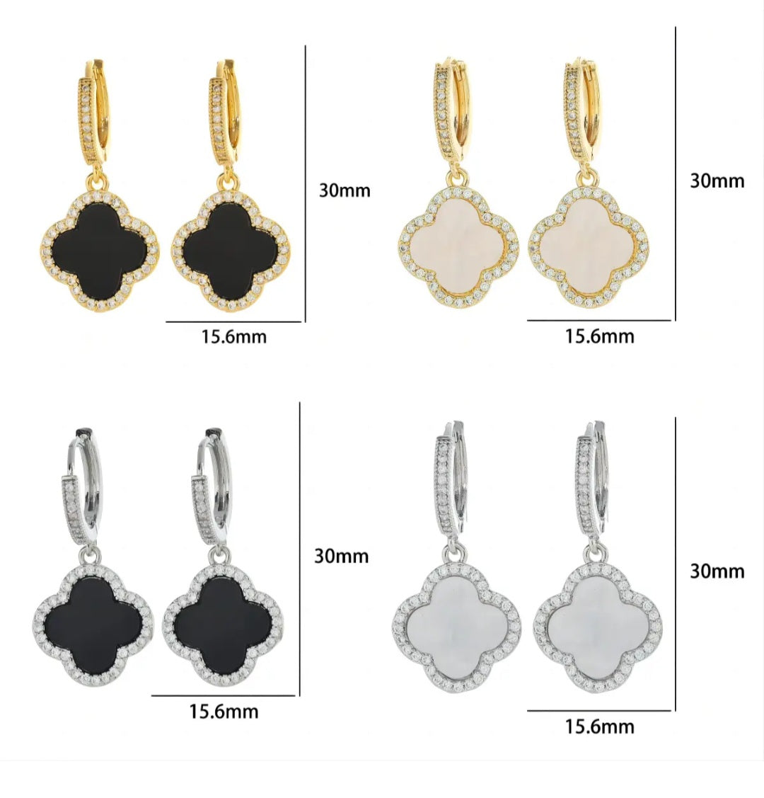 4 leaf Clover drop earring