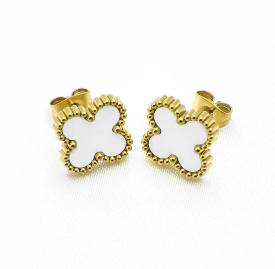 LV Inspired 4 Clover Earrings 9mm
