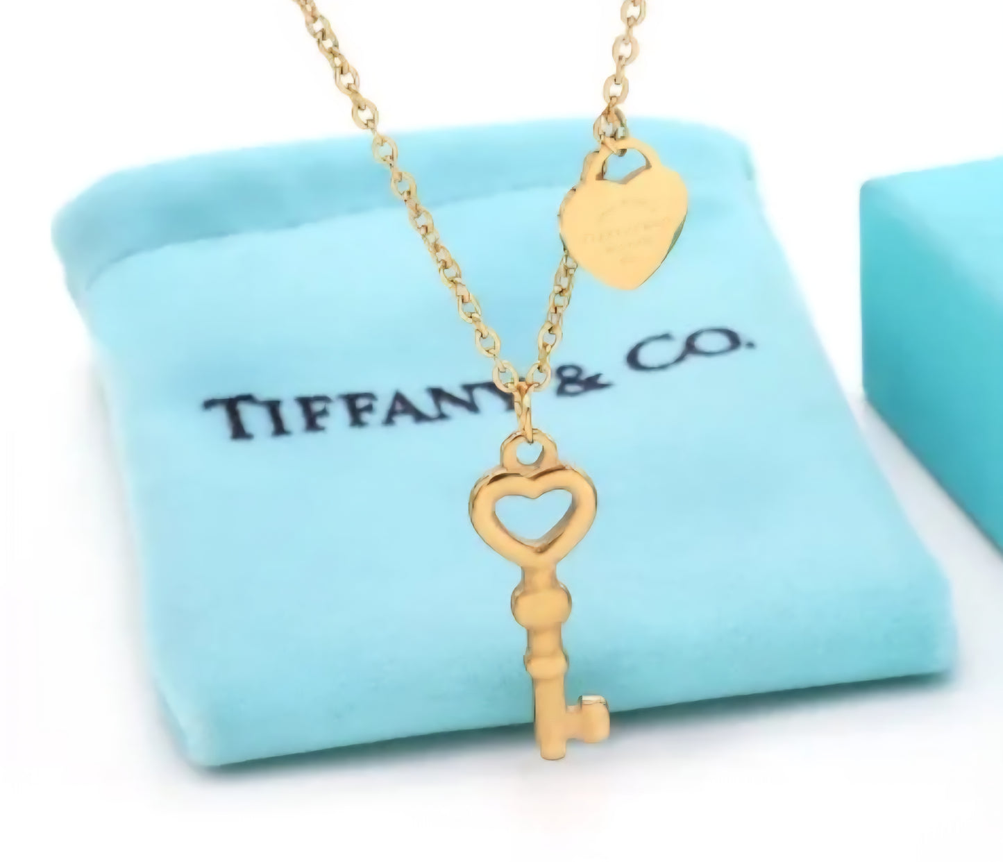 Tiffany inspired key heart necklace