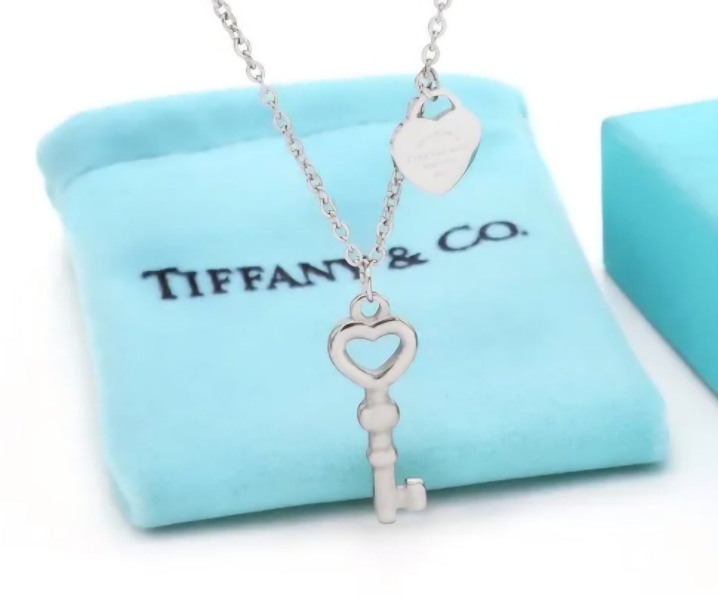 Tiffany inspired key heart necklace