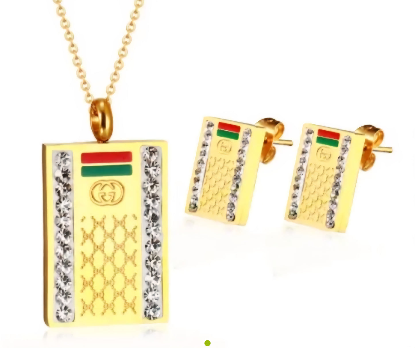 Gucci inspired gold square Zirconia pendant necklace