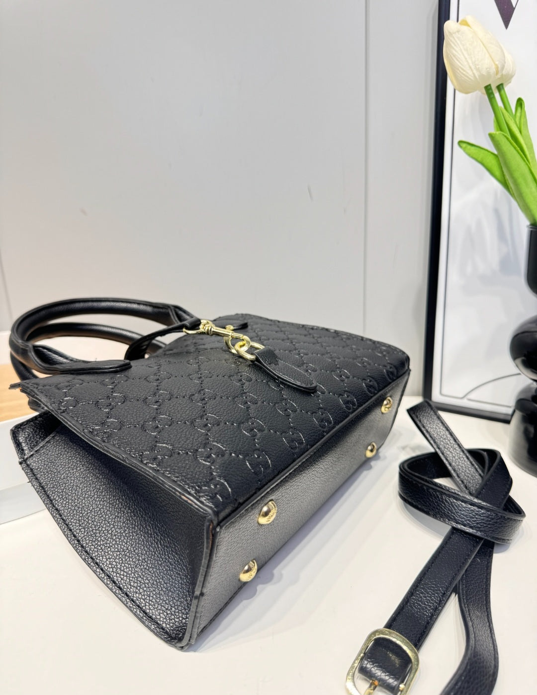 Gucci inspired leather engrave monogram purse