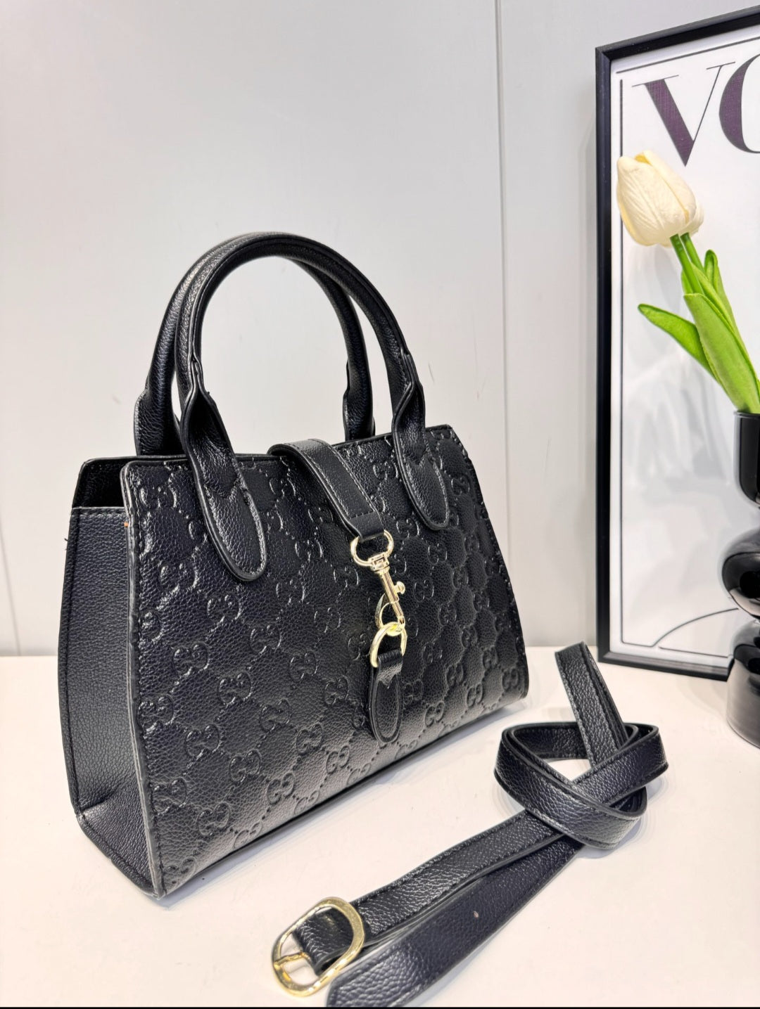 Gucci inspired leather engrave monogram purse