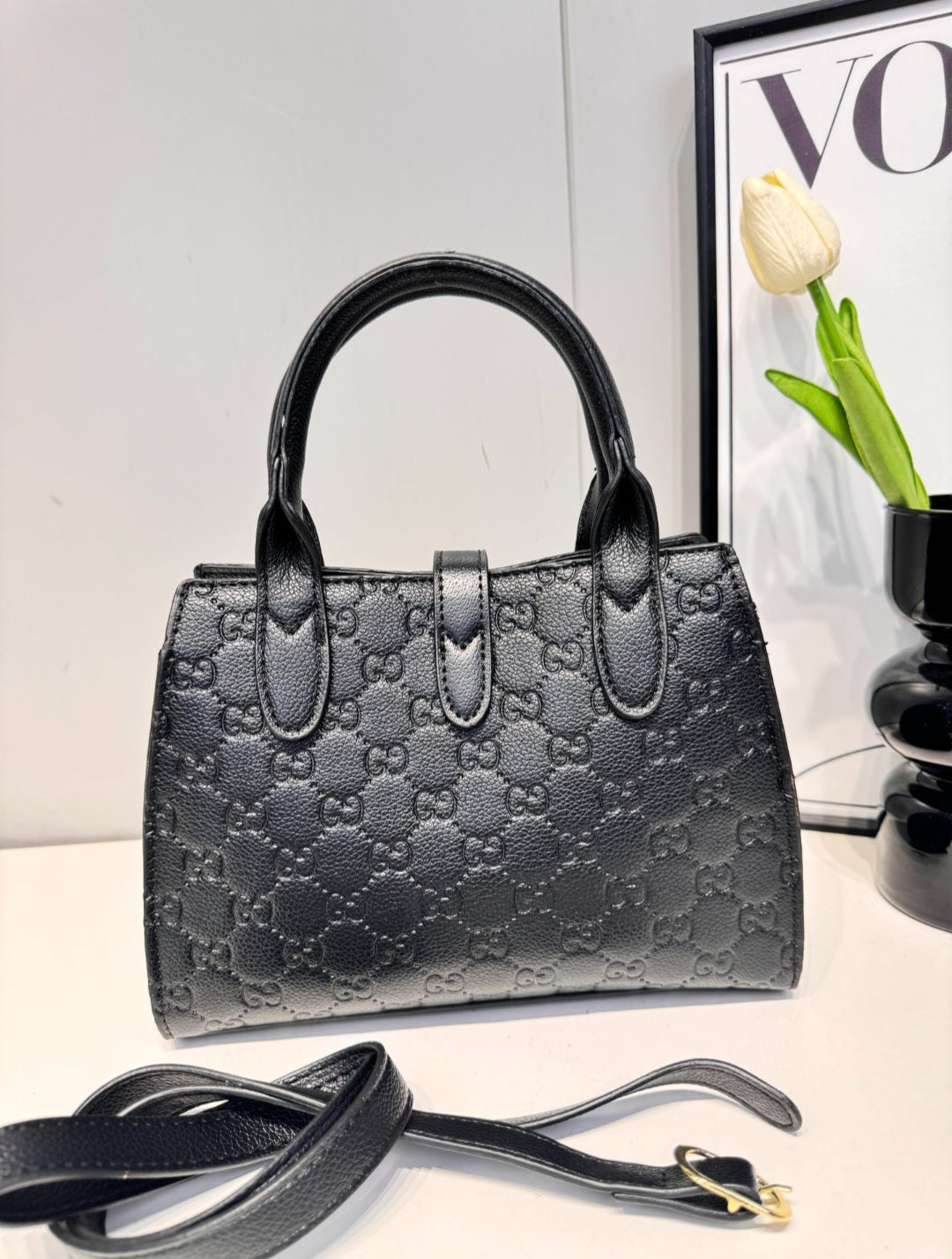 Gucci inspired leather engrave monogram purse