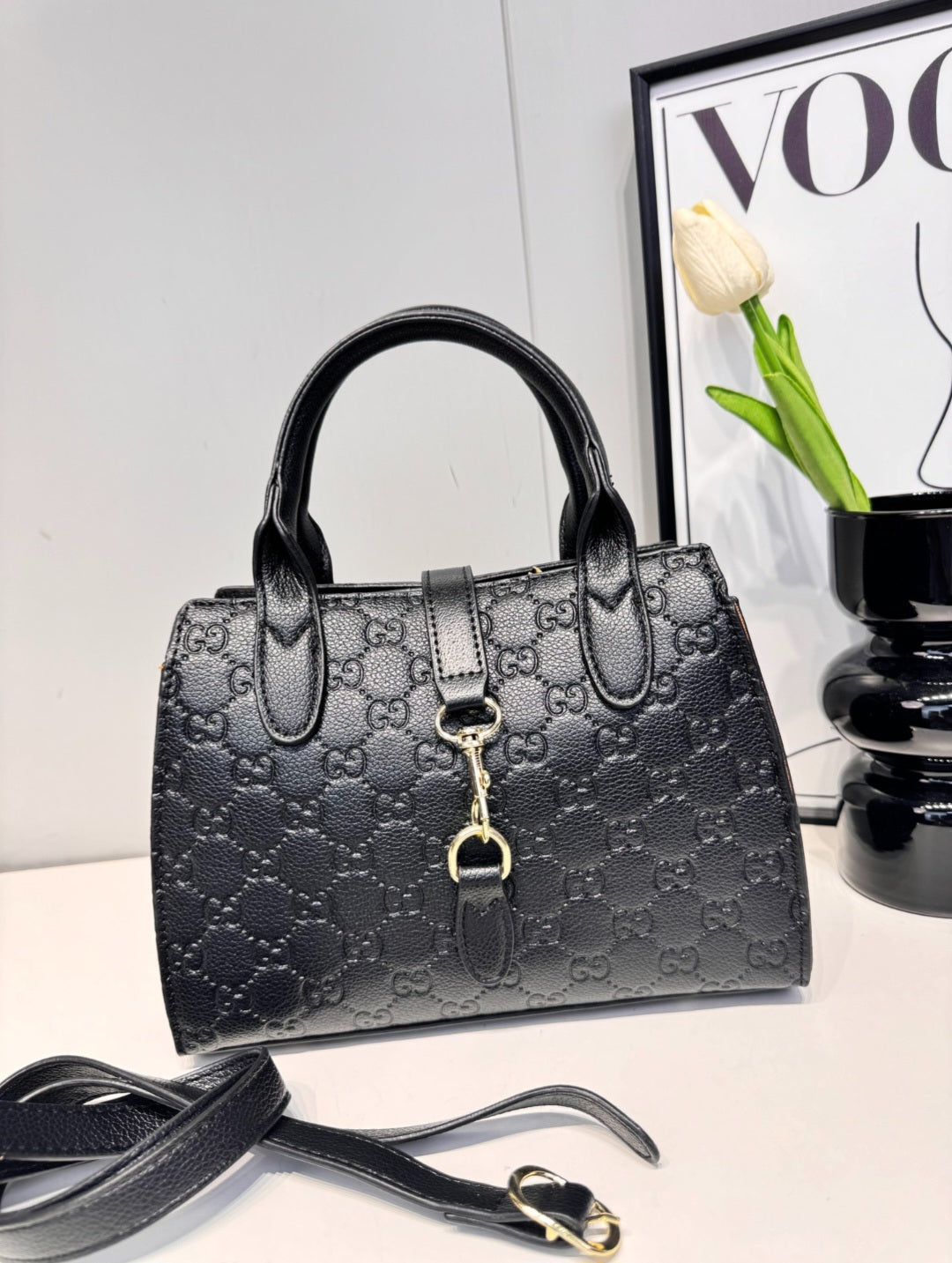 Gucci inspired leather engrave monogram purse