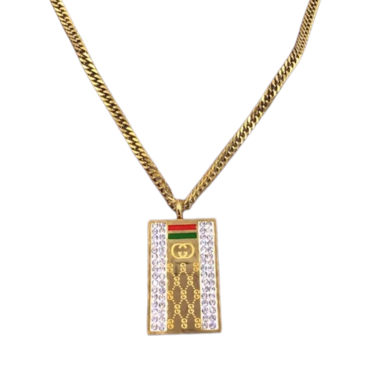 Gucci inspired gold square Zirconia pendant necklace