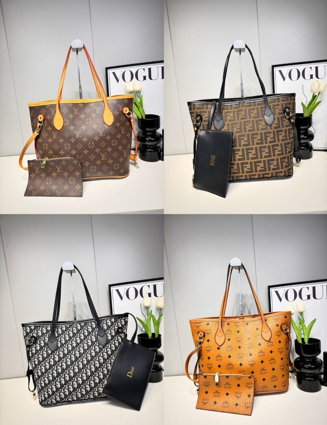 MCM inspired tote bag