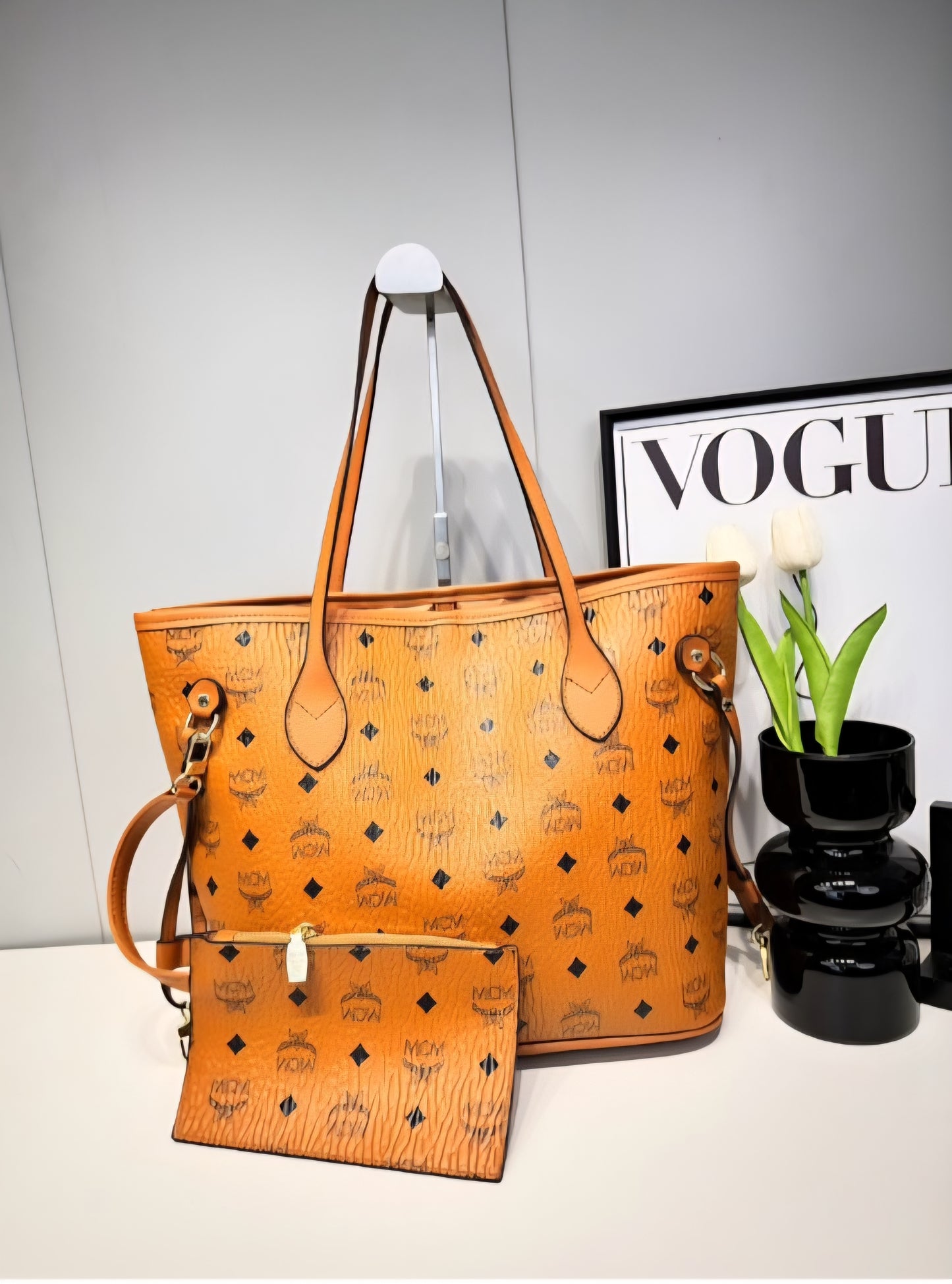 MCM inspired tote bag
