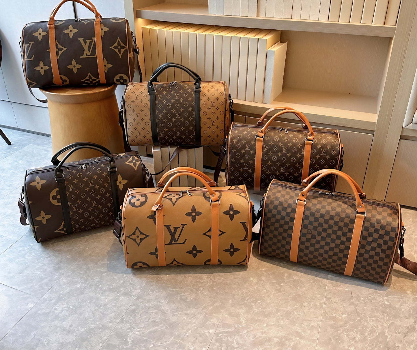 LV Signature and Van Cleef Designer Inspired Duffle Bag