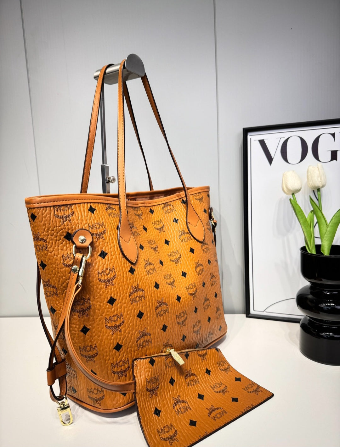 MCM inspired tote bag