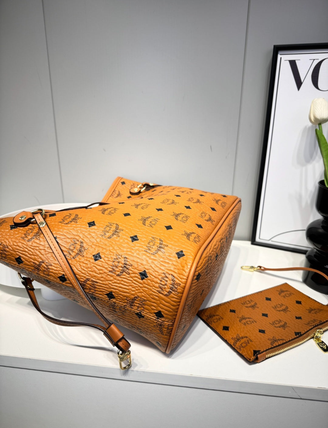 MCM inspired tote bag