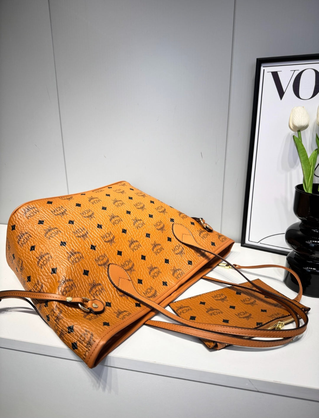 MCM inspired tote bag