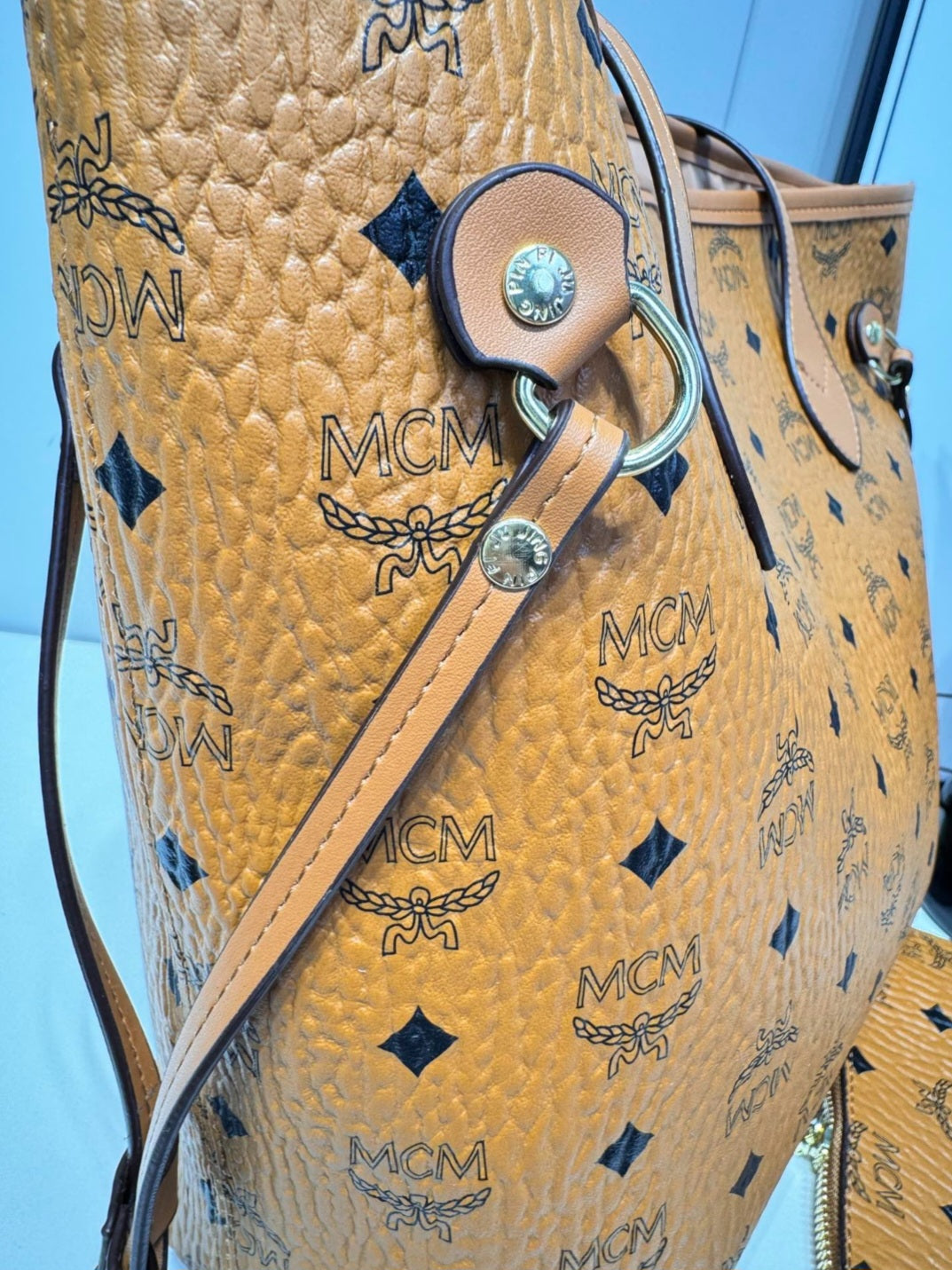 MCM inspired tote bag