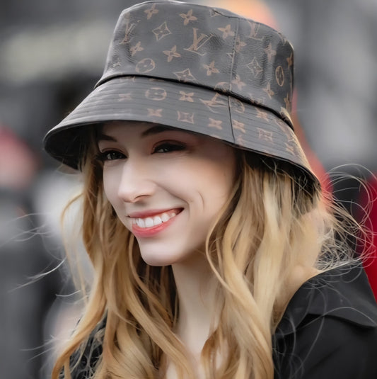 LV Designer Inspired leather bucket hat