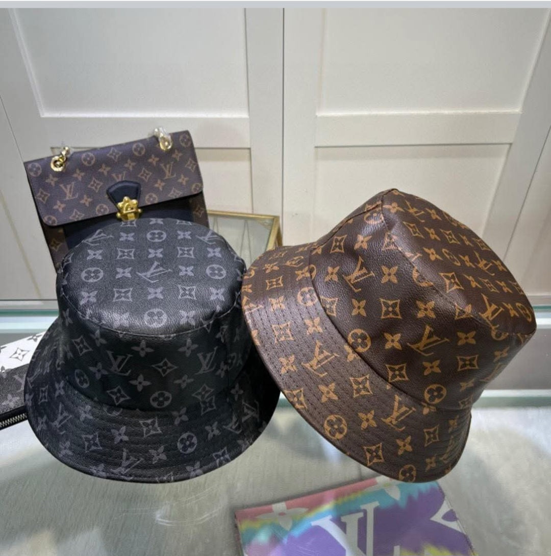 LV Designer Inspired leather bucket hat