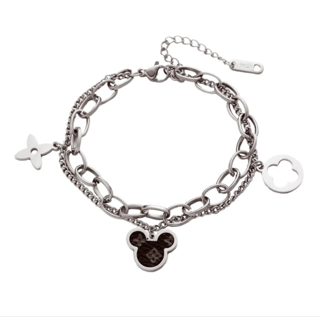LV inspired Mickey Mouse head  bracelet