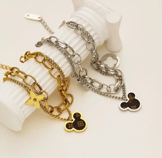 LV inspired Mickey Mouse head  bracelet