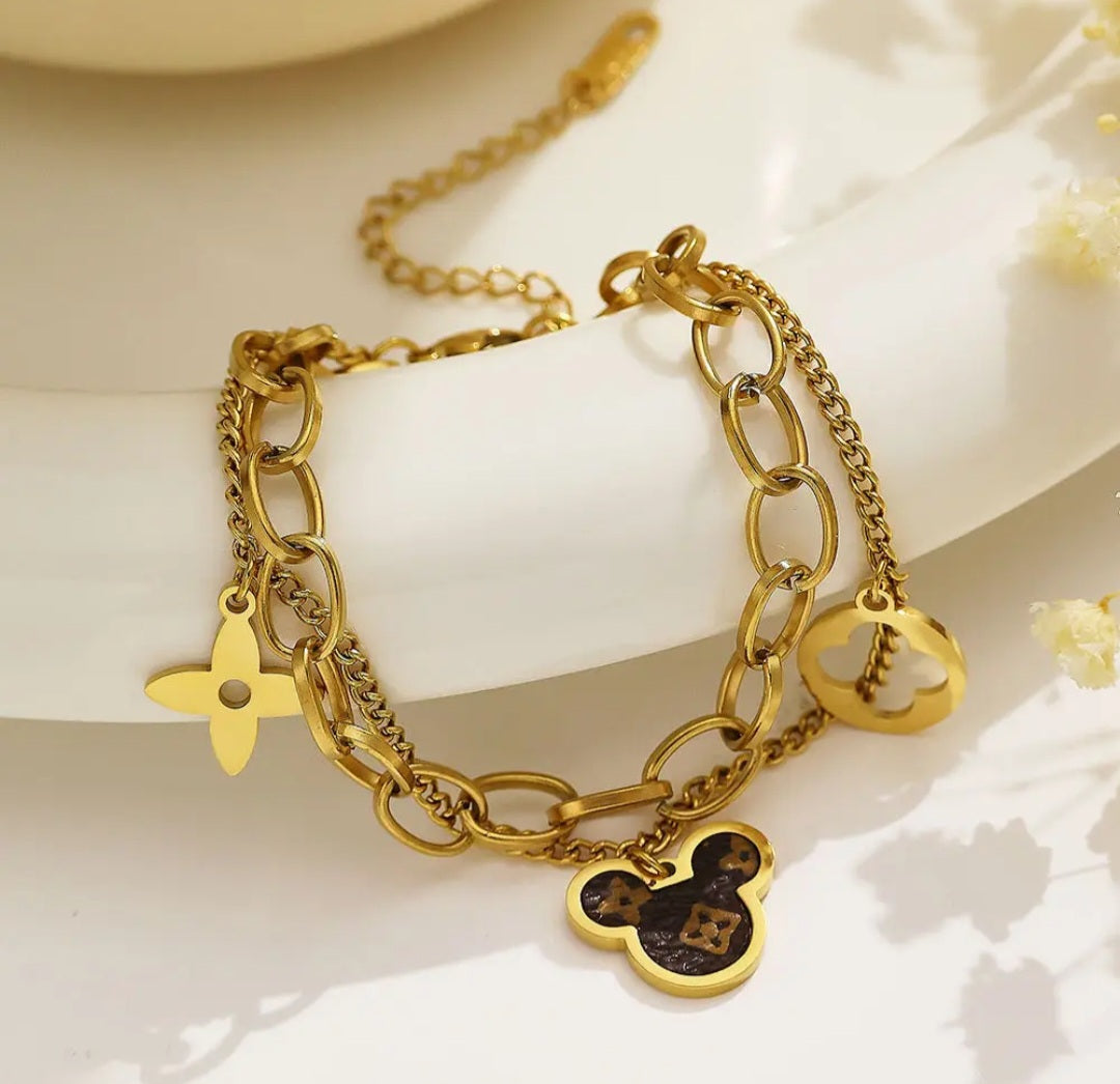 LV inspired Mickey Mouse head  bracelet