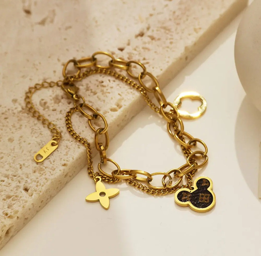 LV inspired Mickey Mouse head  bracelet
