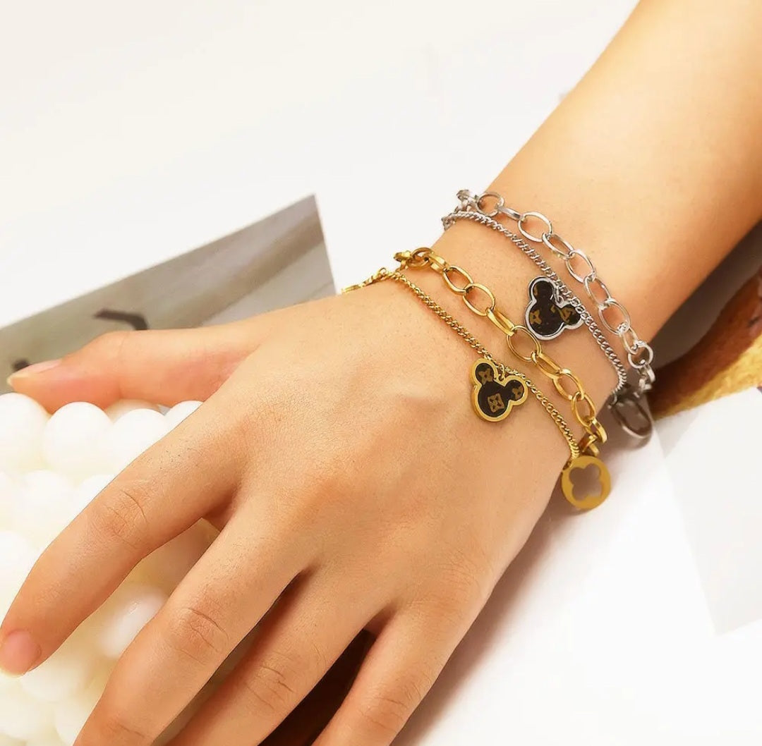 LV inspired Mickey Mouse head  bracelet