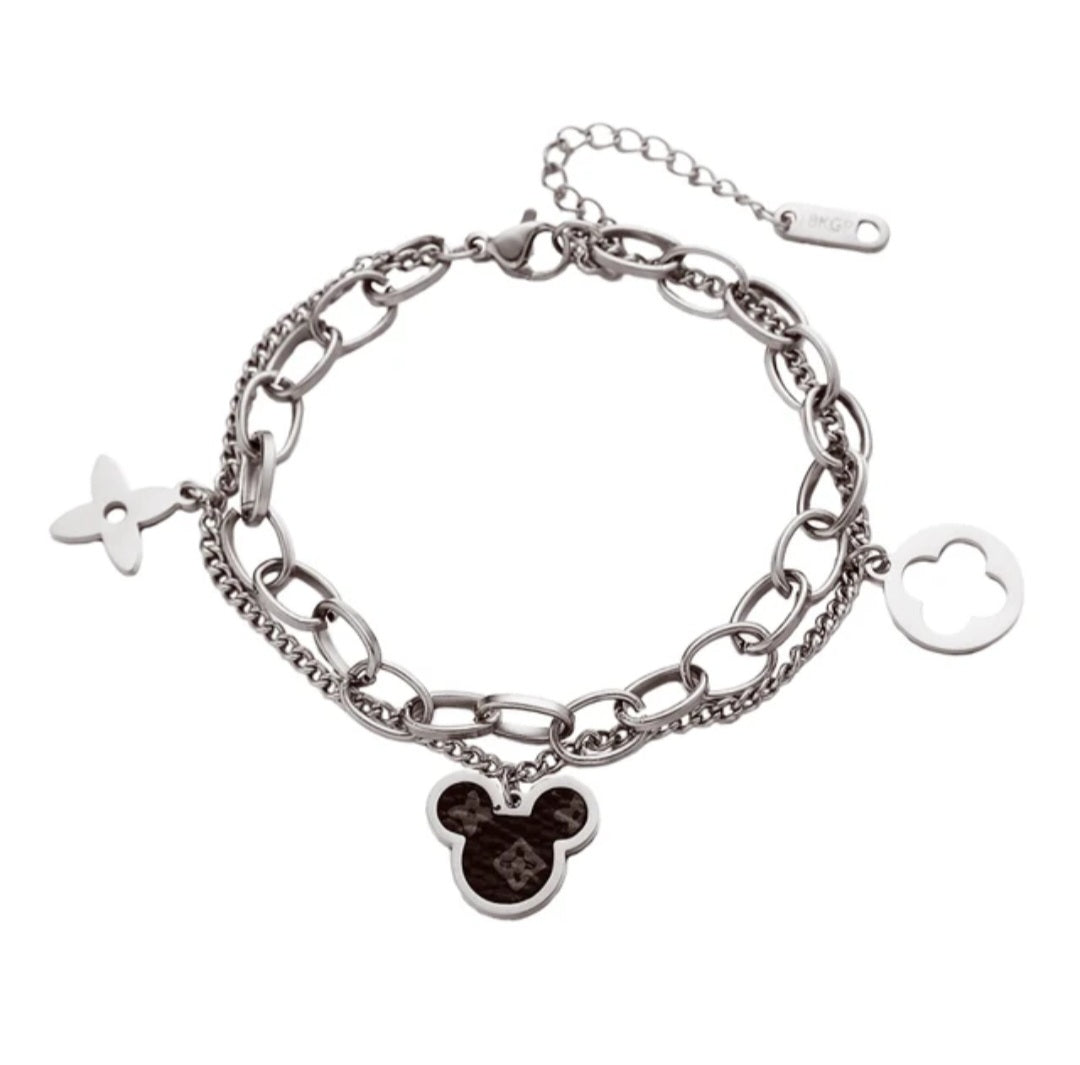 LV inspired Mickey Mouse head  bracelet