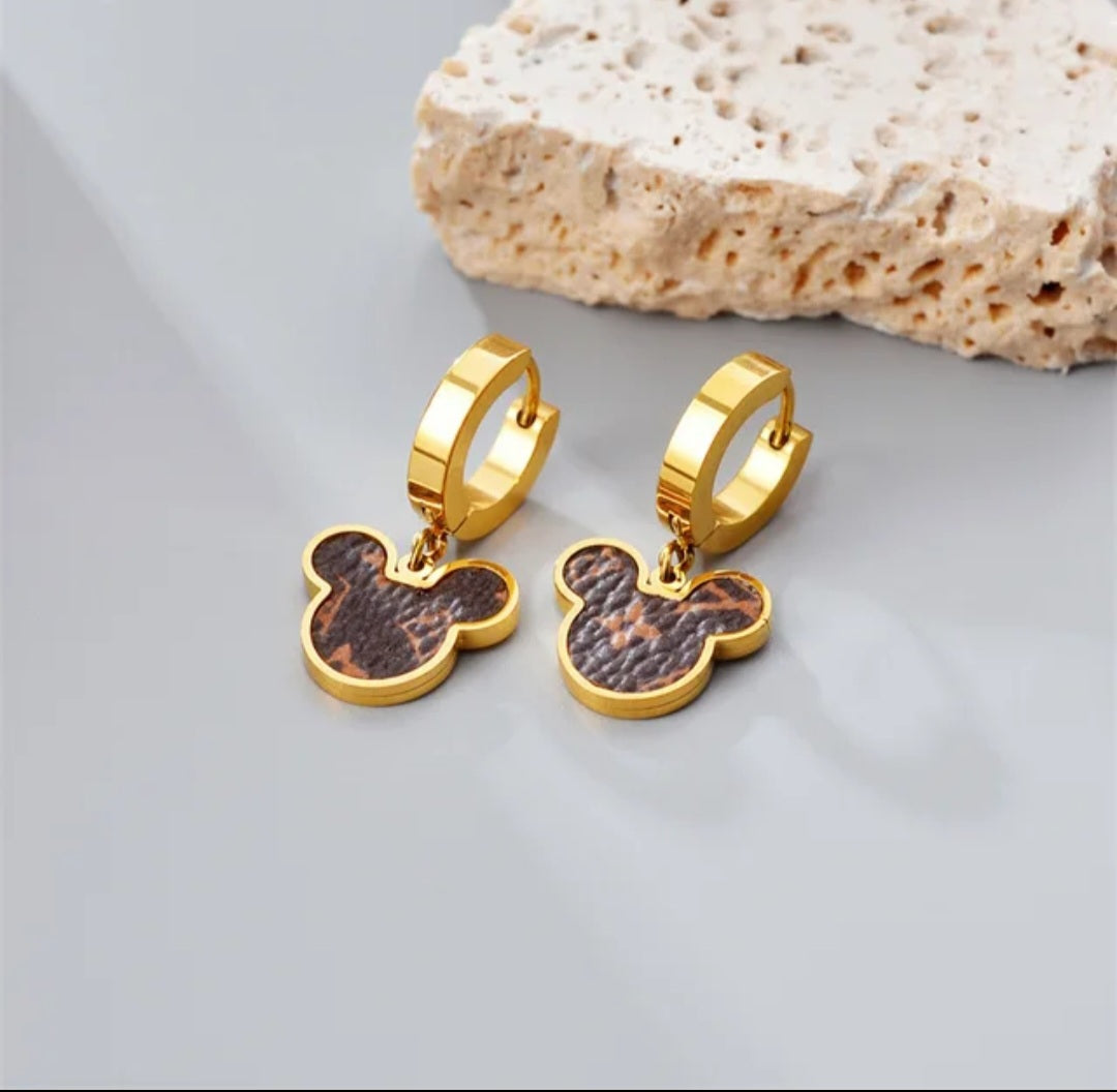 LV Leather Mouse head Earrings