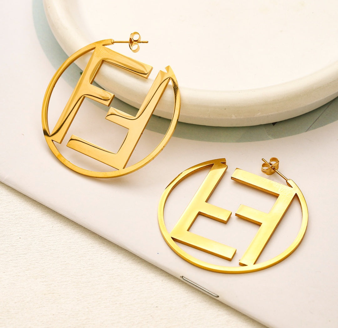 Fendi Designer inspired Hoop Earrings