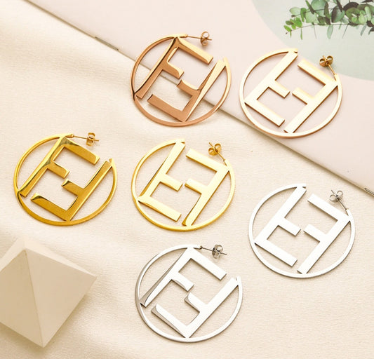 Fendi Designer inspired Hoop Earrings