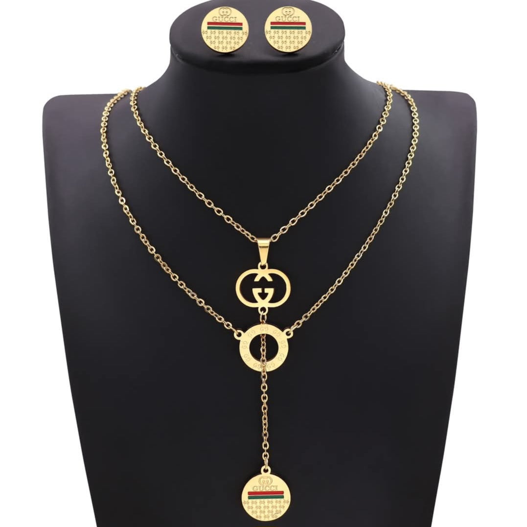 Gucci inspired Gold Triple ring Necklace