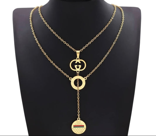 Gucci inspired Gold Triple ring Necklace