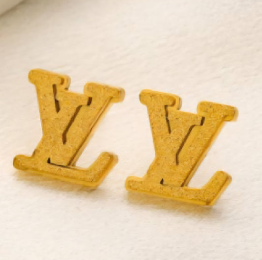 LV inspired stud earrings