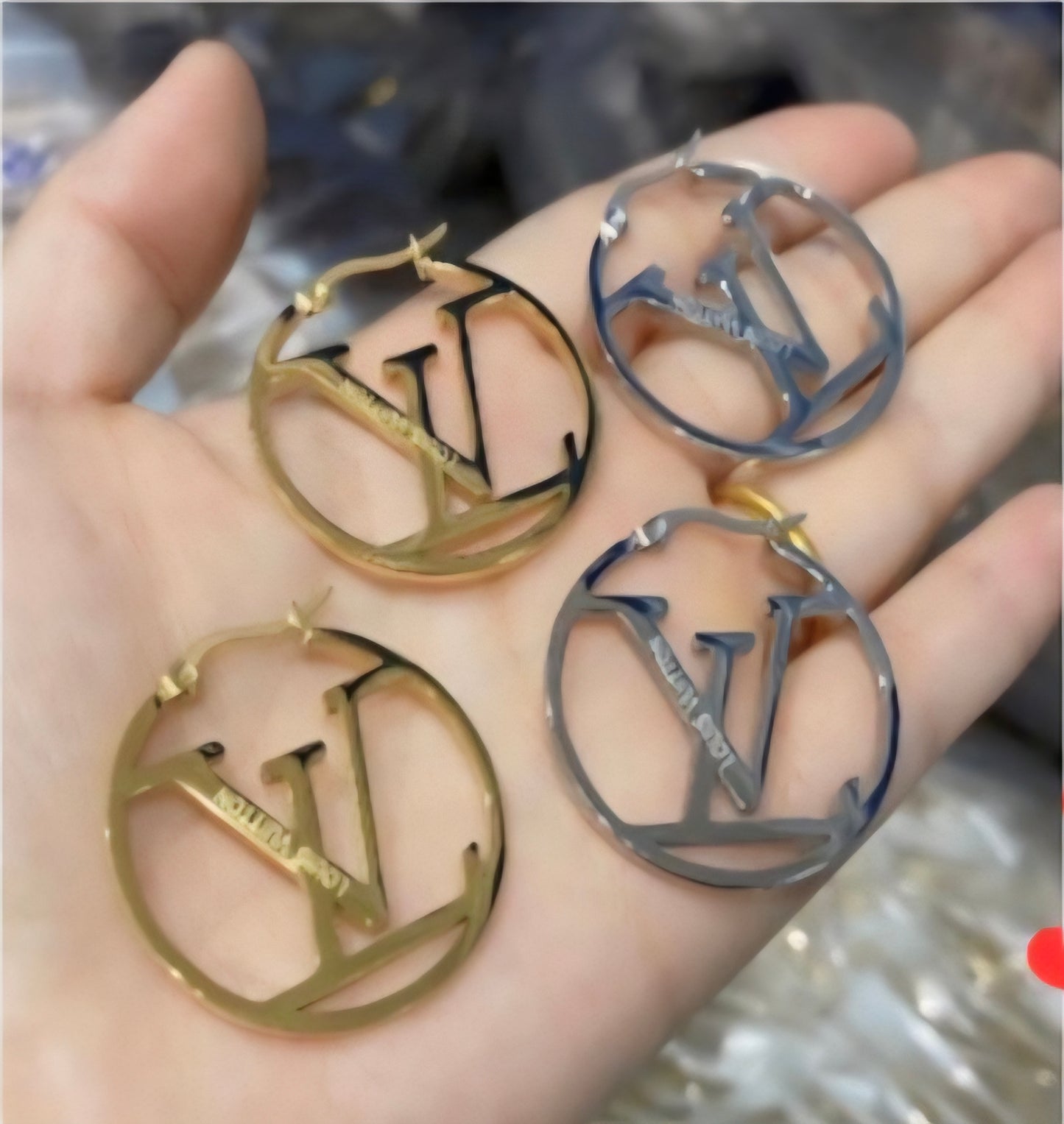 LV inspired Hoop Earrings