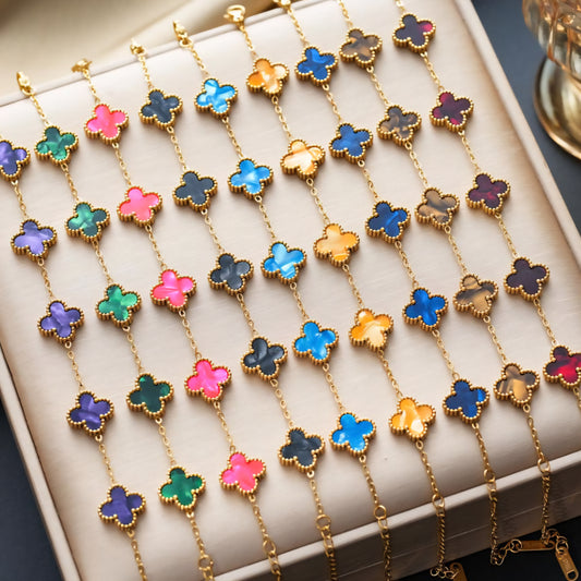 Van Cleef inspired Glossy  Gold 13mm Clover Bracelet Collection