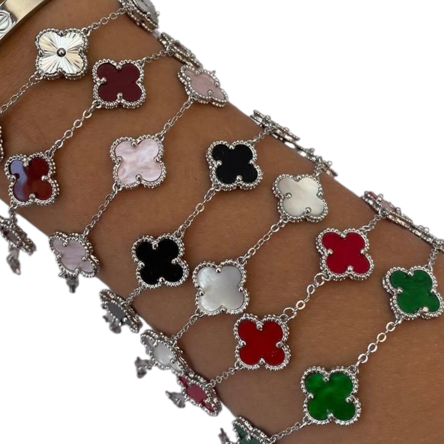 Van Cleef inspired Silver Clover Bracelets 15mm Collection