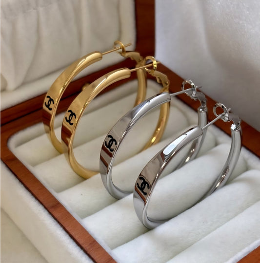 Chanel inspired Hoop Earrings