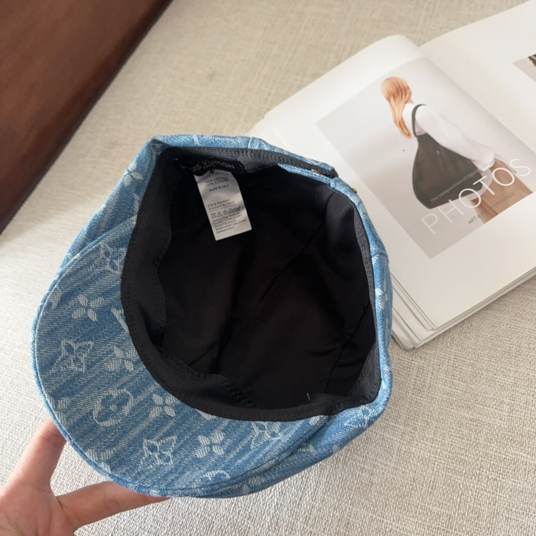 LV inspired denim Forward Cap