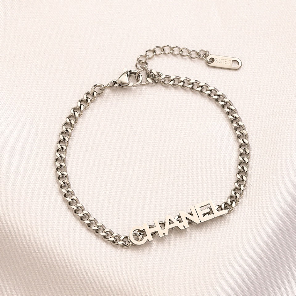 Chanel inspired cuban bracelet