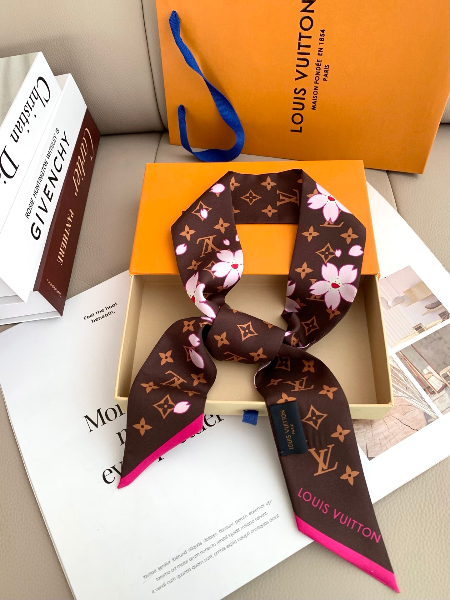 LV  inspired Twill Ribbon Scarves