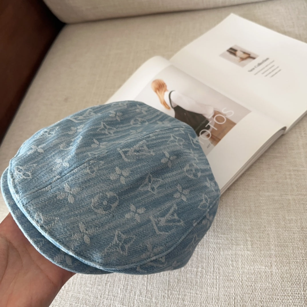 LV inspired denim Forward Cap