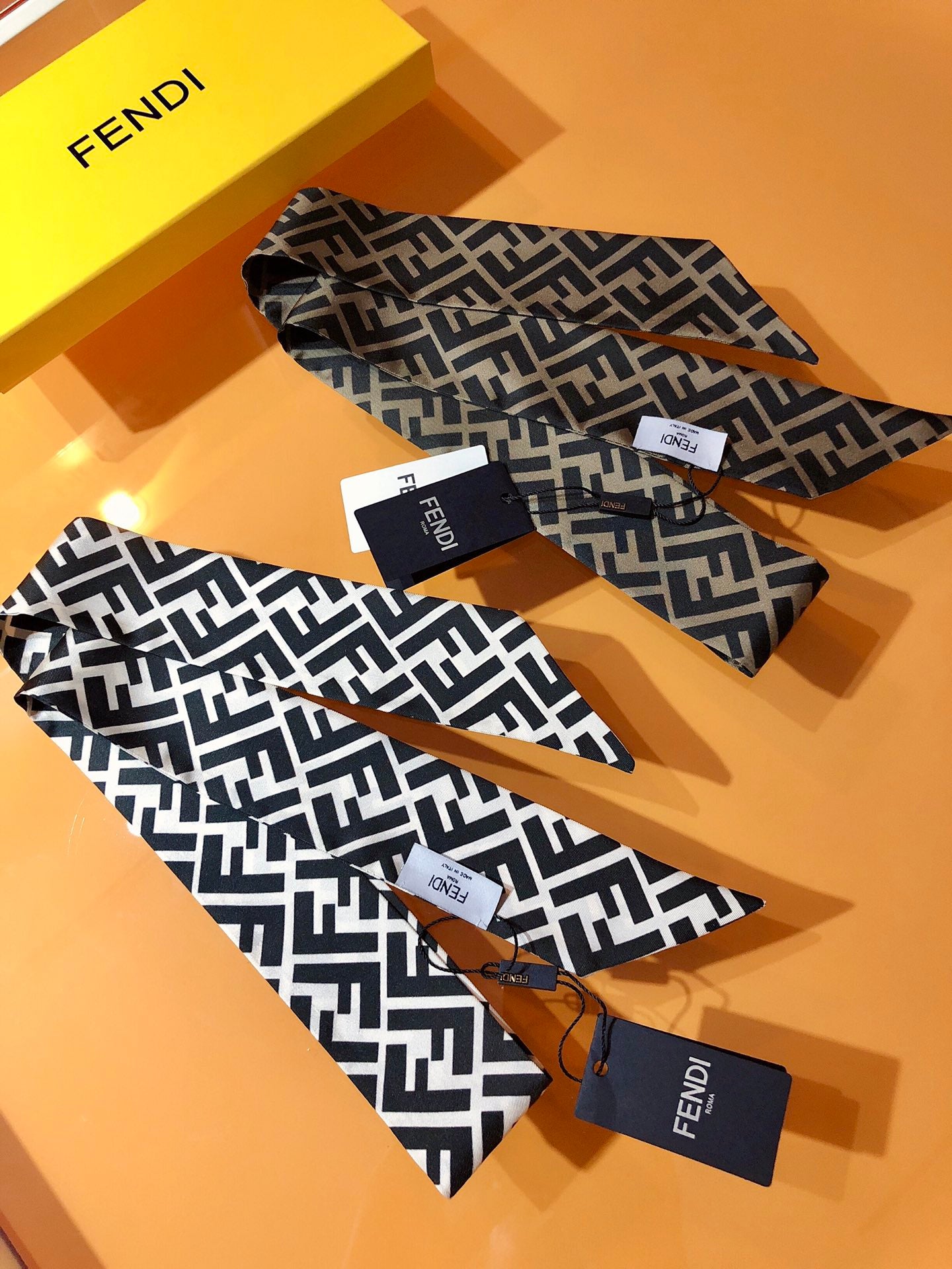 Fendi inspired Twill Ribbon Scarves