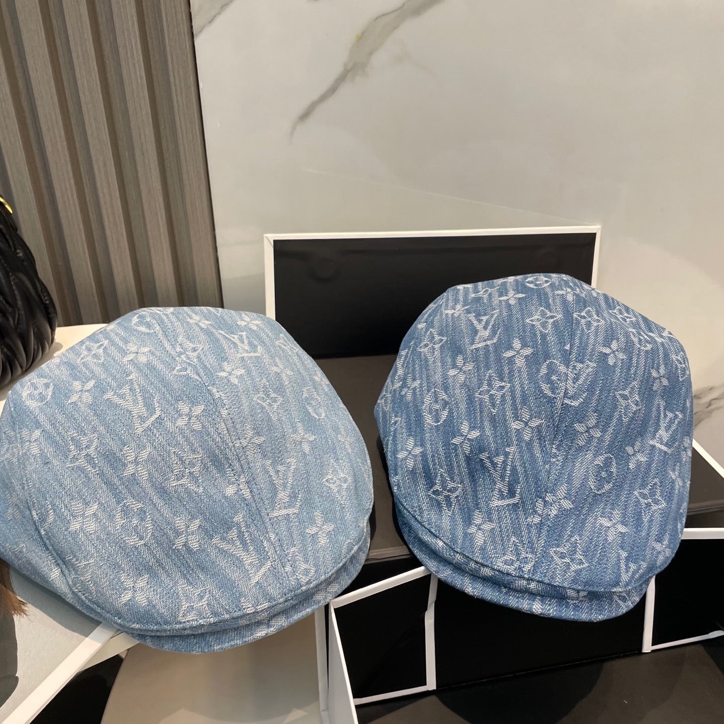 LV inspired denim Forward Cap