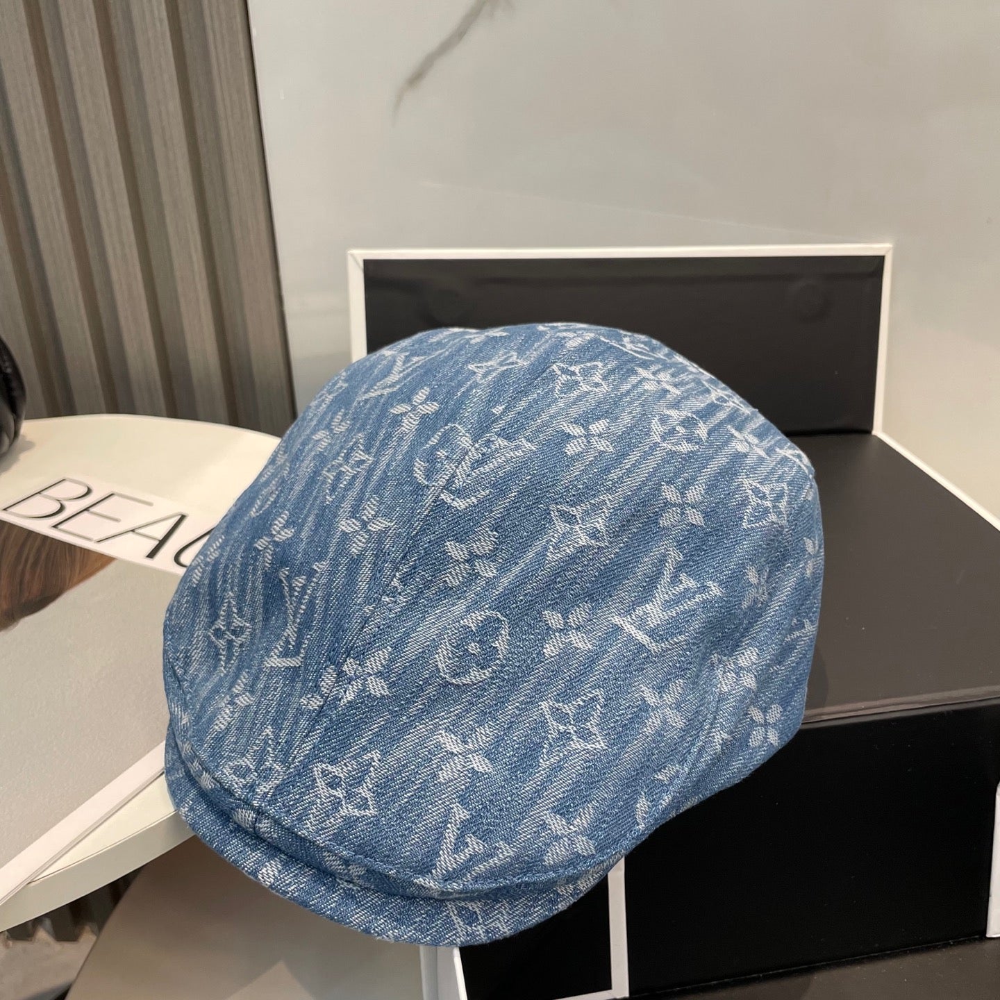 LV inspired denim Forward Cap