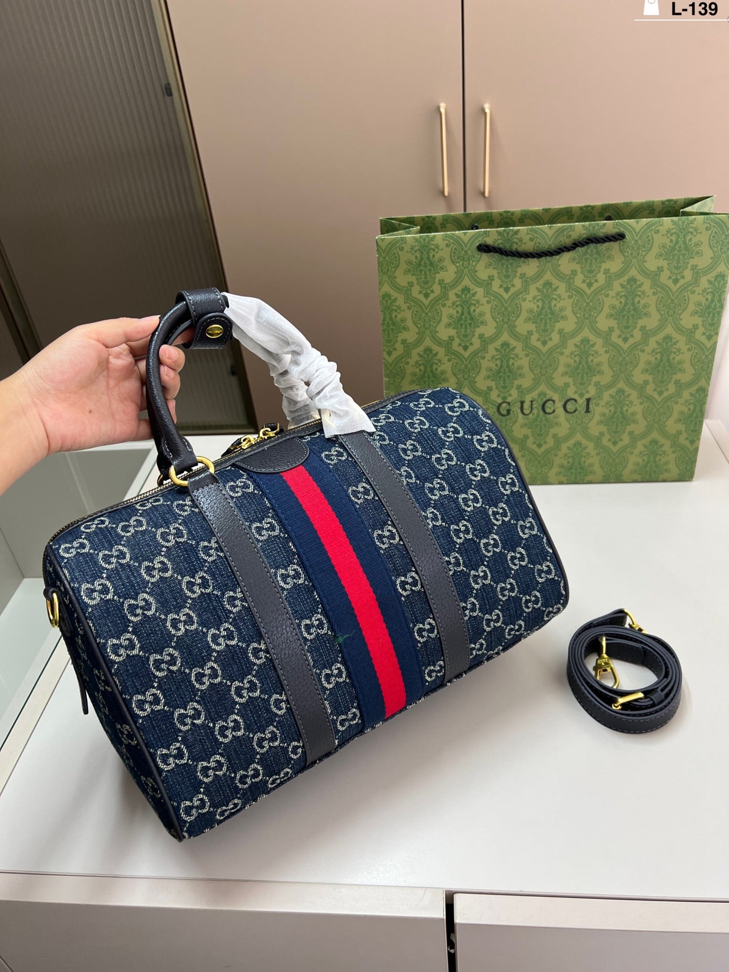 Gucci inspired Denim Pillow Handbag