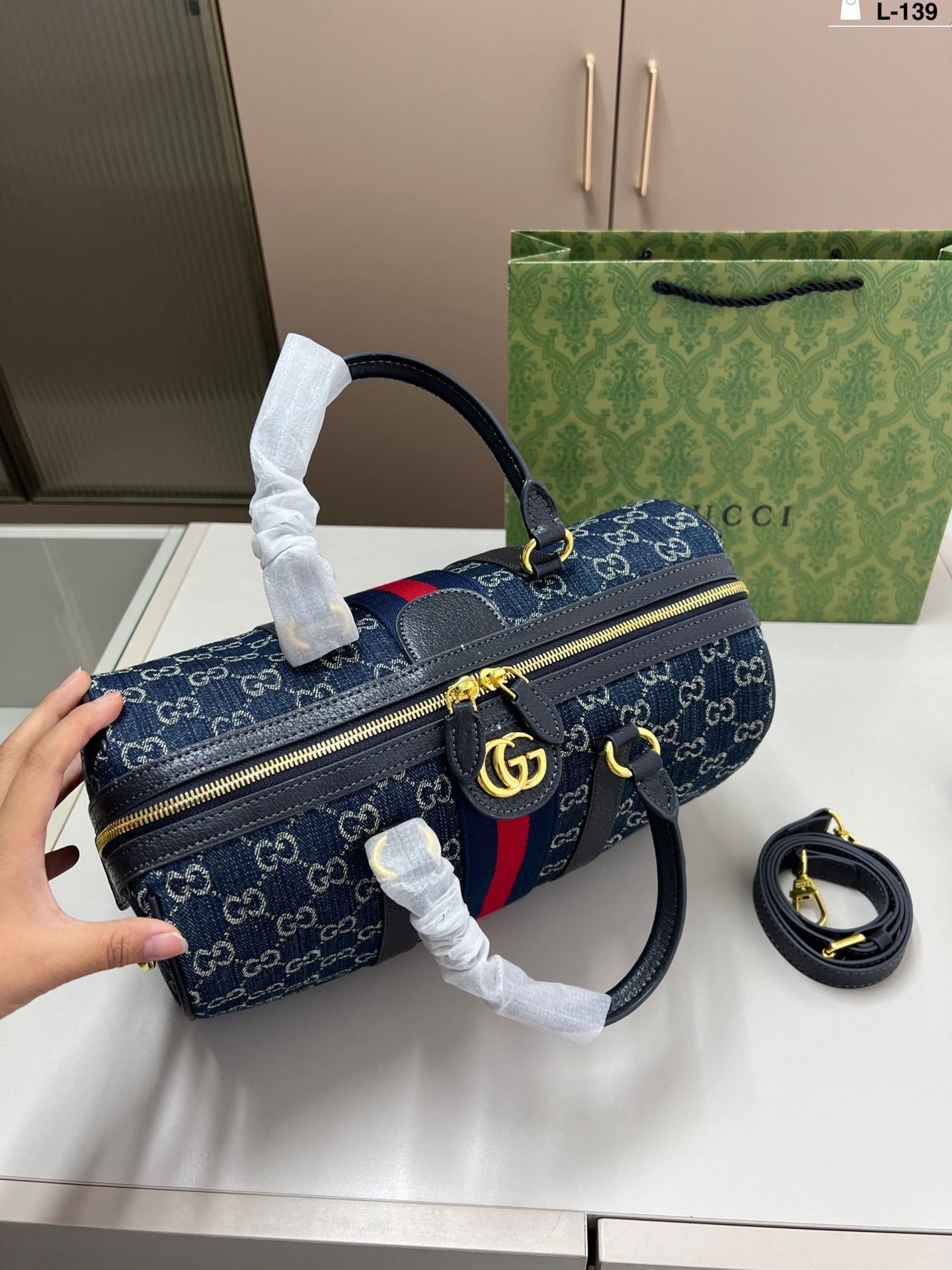 Gucci inspired Denim Pillow Handbag