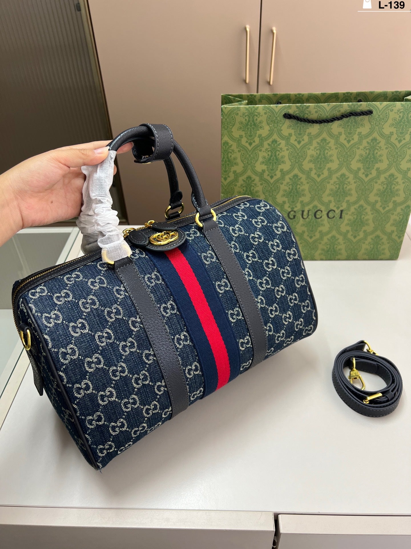Gucci inspired Denim Pillow Handbag
