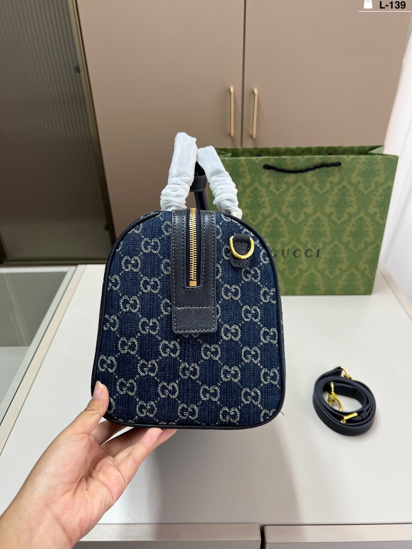 Gucci inspired Denim Pillow Handbag