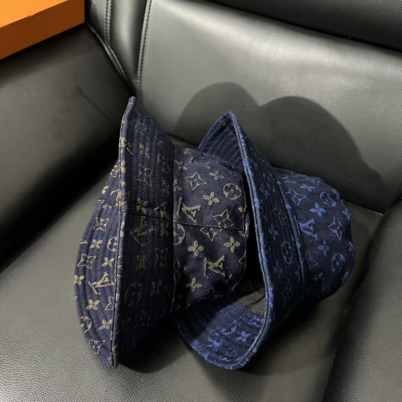 LV inspired indigo Blue Denim Bucket hat