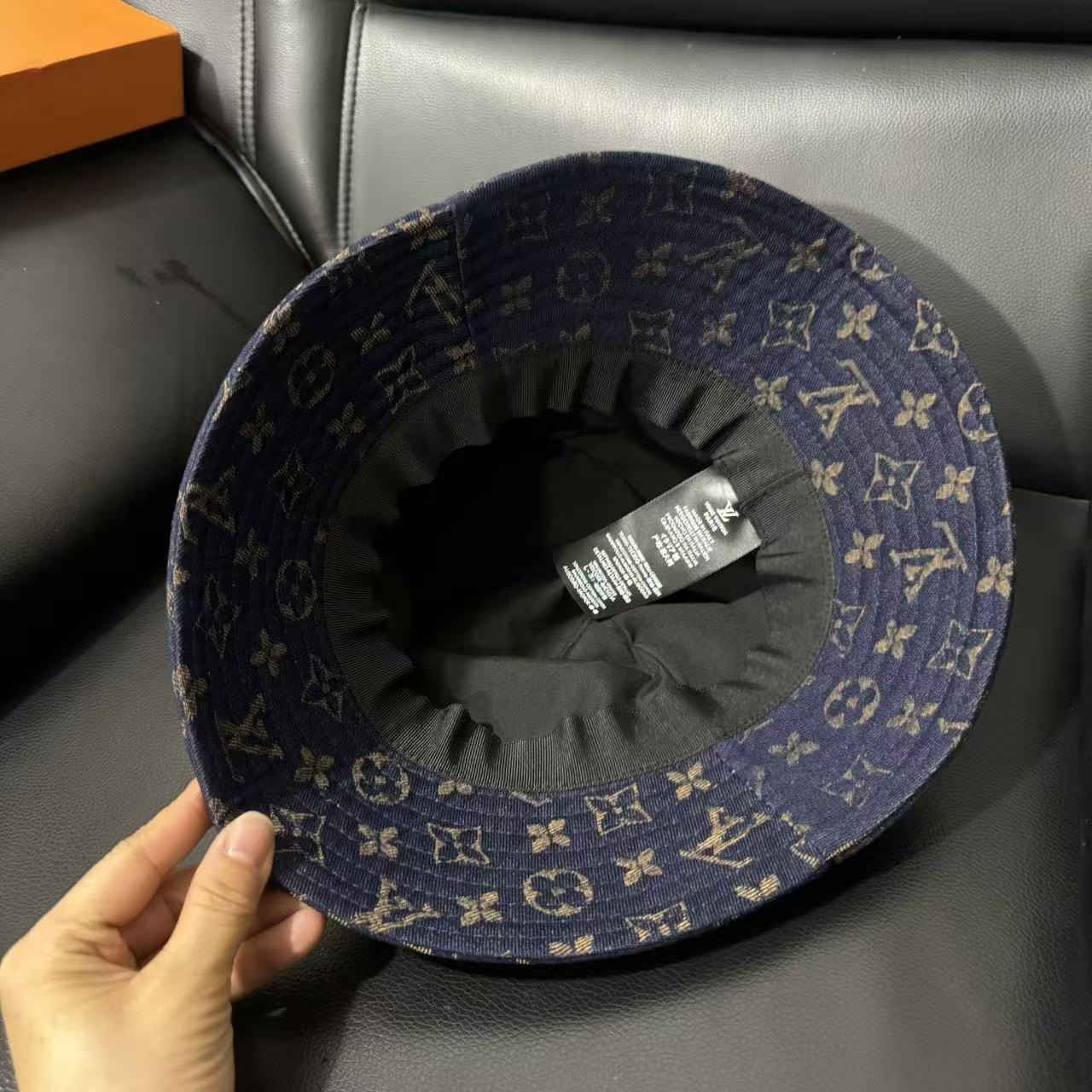 LV inspired indigo Blue Denim Bucket hat