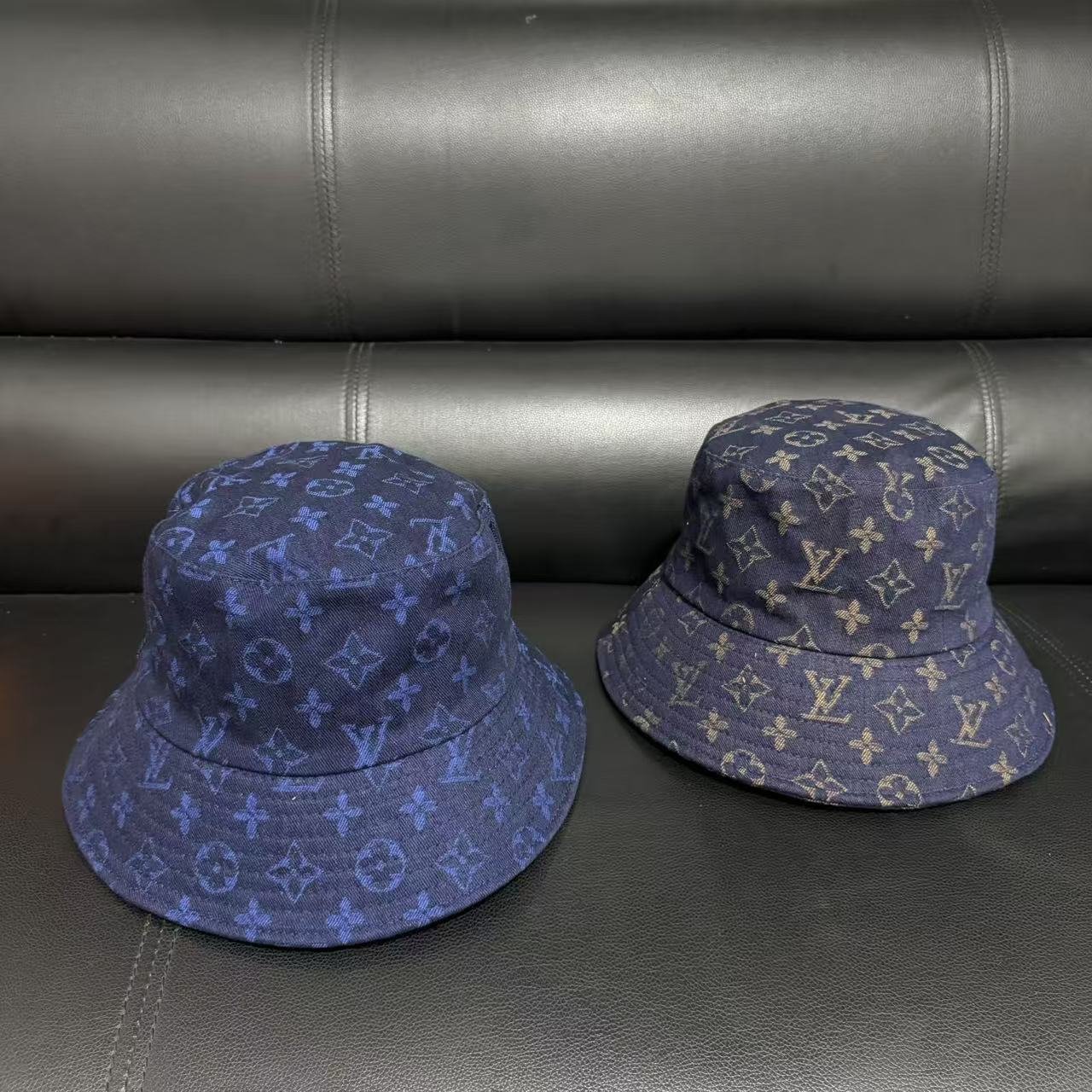 LV inspired indigo Blue Denim Bucket hat